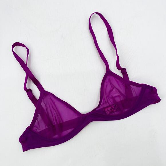 Free people purple pink mesh triangle unlined bra - Picture 2 of 5